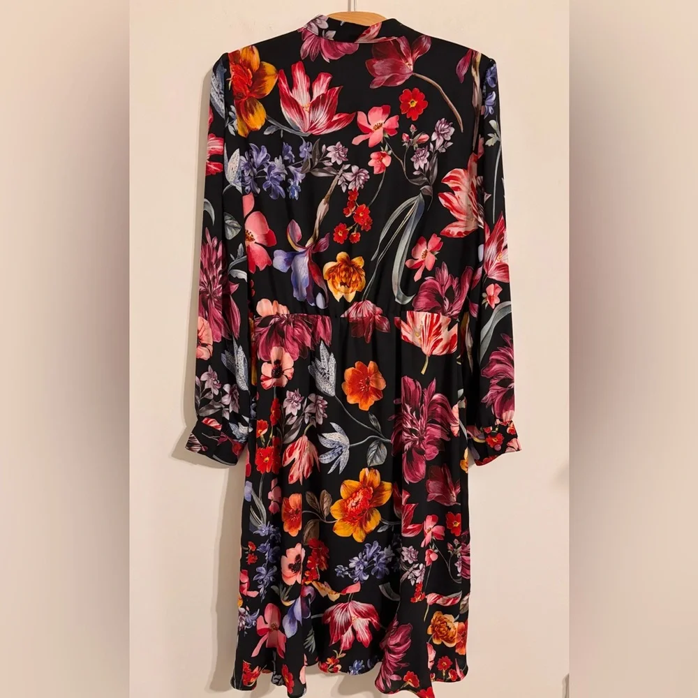 J.crew Tie-Neck Midnight Dutch Floral Fit & Flare Dress - Picture 4 of 12